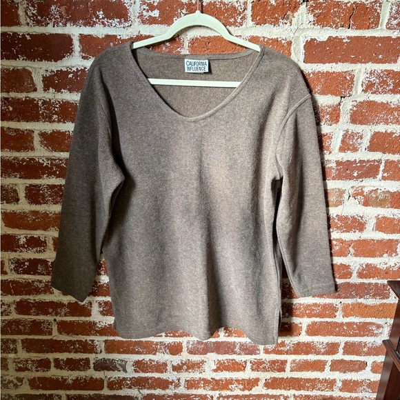 Vintage brown elevated basic long sleeve top - Picture 4 of 6